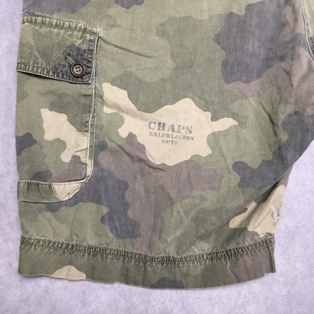 Chaps RL Mens Camo Cargo Shorts size 34 Lightweight Cotton Fatigues Jungle Green - Picture 10 of 12